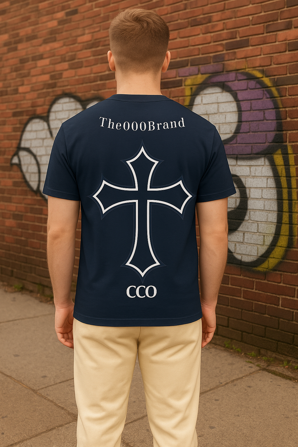 Navy Blue T-Shirt Logo - Cross
