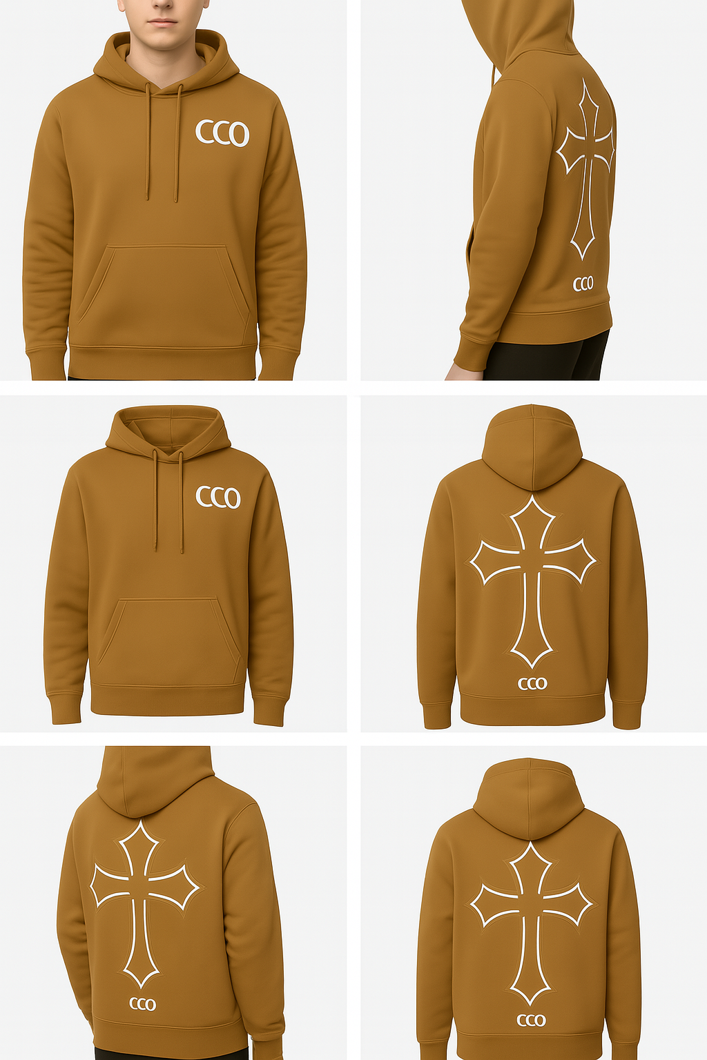 Brown Logo - Cross Hoodie