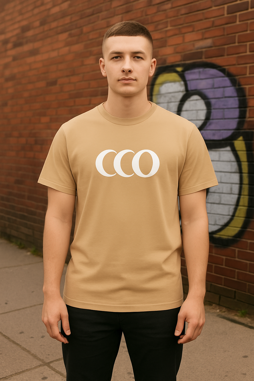 Beige T - Shirt Logo - Cross