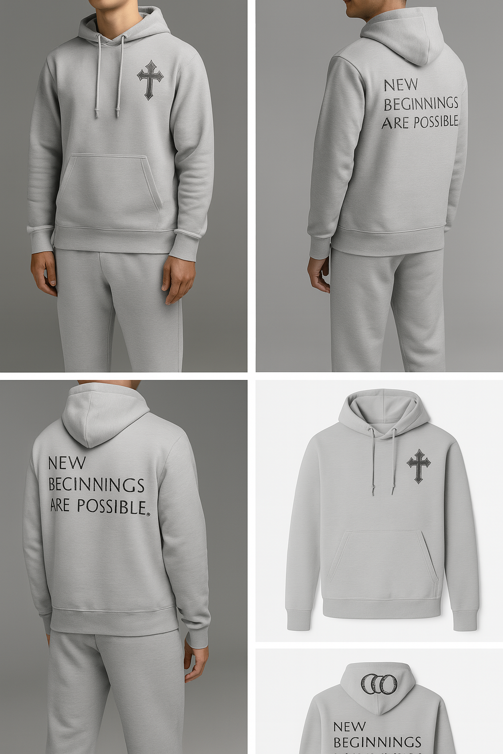 Minimal Grey Cross - Quote Hoodie
